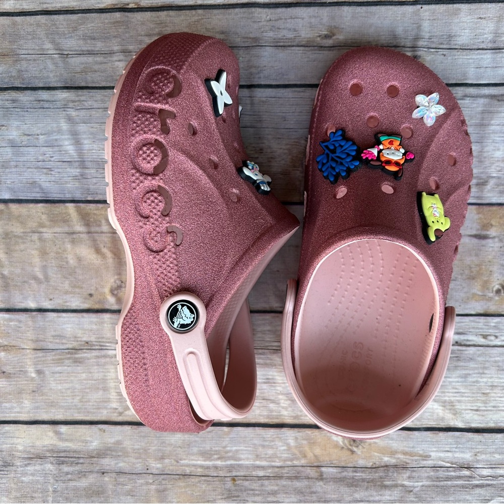 CROCS Kids Rose Pink Slip-On Clogs with Jibbitz Charms